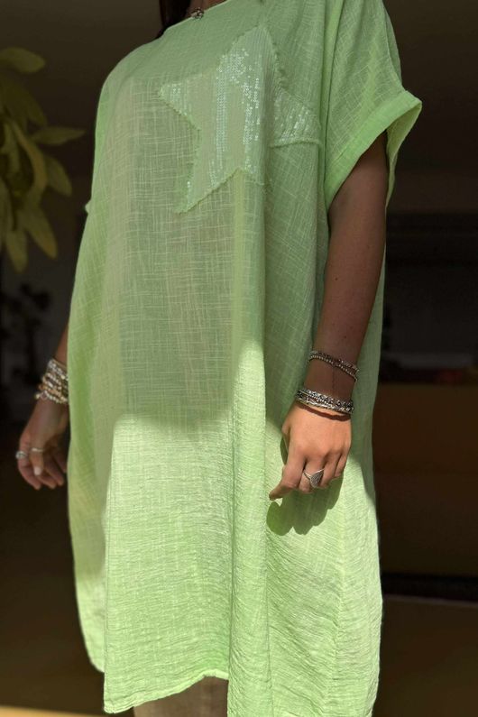 Made in Italy Sahara Star Sack Dress Lime 